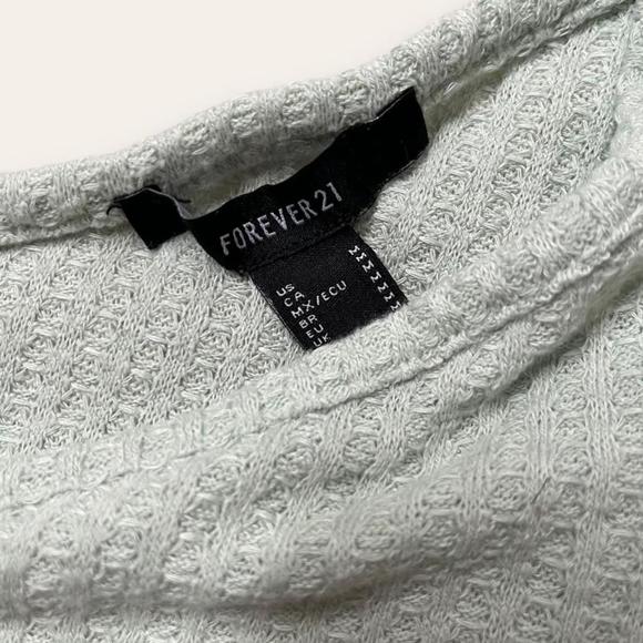 💟 2for$20 💟 Forever 21 Green Tie-Front Tank Top Buttons Waffle Knit Size M - Picture 3 of 4